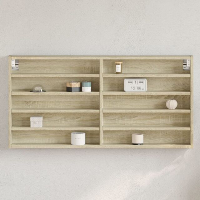 Berkfield Home Vitrine Cabinet Sonoma Oak 100x8.5x50 cm Engineered Wood in Brown - image 1