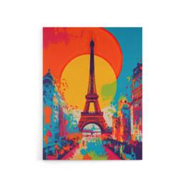"Artery8 Eiffel Tower Paris Sunset Vibrant Pop Art Canvas Wall Art Print - Size: W18"" x H24""" - thumbnail 1