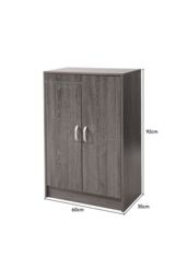 Living and Home 6-Tier Two Doors Wood Grain Shoe Cabinet in Grey - thumbnail 3