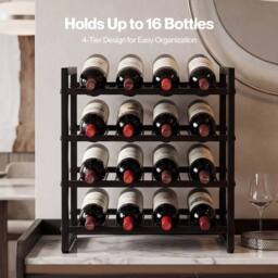 NESTLUNE 16 Bottle Wine Rack Countertop Wine in Black - Size: 100 cm x 60 cm - thumbnail 2