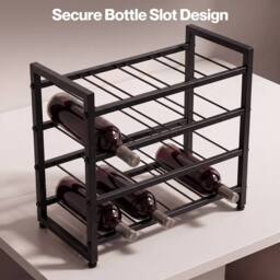 NESTLUNE 16 Bottle Wine Rack Countertop Wine in Black - Size: 100 cm x 60 cm - thumbnail 4
