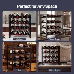 NESTLUNE 16 Bottle Wine Rack Countertop Wine in Black - Size: 100 cm x 60 cm - thumbnail 6