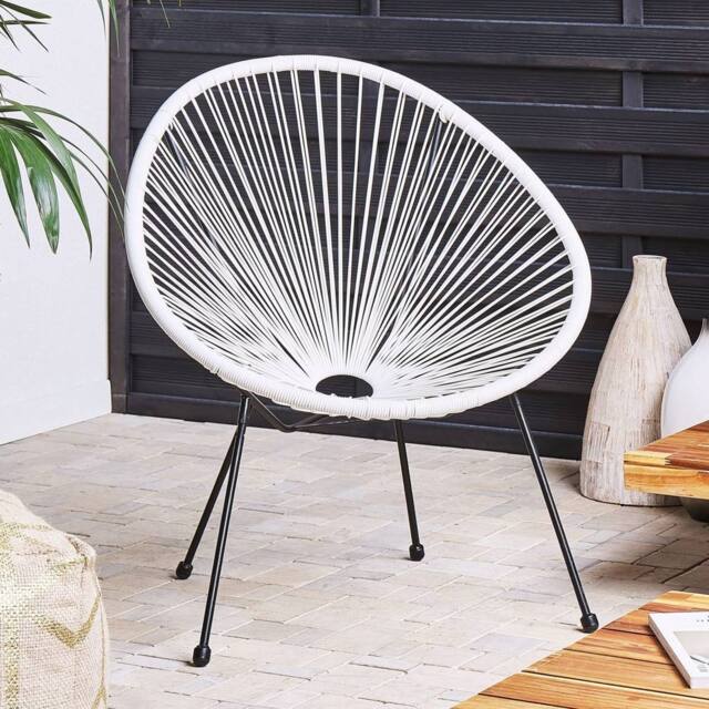 Wyld and Coco White PE Rattan Papasan Chair - Modern Round Indoor Outdoor - image 1