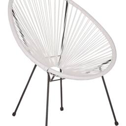 Wyld and Coco White PE Rattan Papasan Chair - Modern Round Indoor Outdoor - thumbnail 2