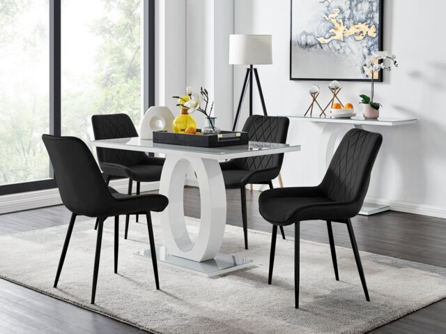 FurnitureboxUK Giovani 4 Grey Dining Table & 4 Pesaro Black Leg Chairs - image 1