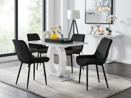 FurnitureboxUK Giovani 4 Grey Dining Table & 4 Pesaro Black Leg Chairs - thumbnail 1