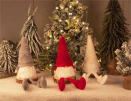 Netagon Home Christmas Long Legged Christmas Gonk Decoration- Grey - thumbnail 5