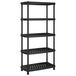 Berkfield Home Storage Shelf 5-Tier Black 93.5x45.5x194.5 cm PP - thumbnail 5