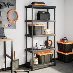 Berkfield Home Storage Shelf 5-Tier Black 93.5x45.5x194.5 cm PP - thumbnail 1