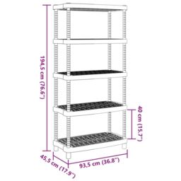 Berkfield Home Storage Shelf 5-Tier Black 93.5x45.5x194.5 cm PP - thumbnail 8