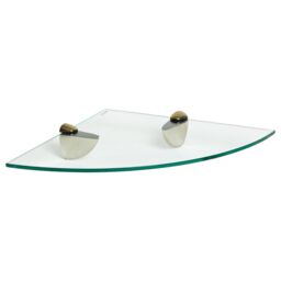 Harbour Housewares Floating Glass Corner Shelf - 30cm - Bathroom Storage Display Unit in Gold - thumbnail 1