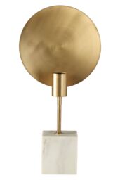 Orsina White Marble Table Lamp With Satin Gold Metal Shade, Square Base Lamp, Light Fixture For Luxe Interiors