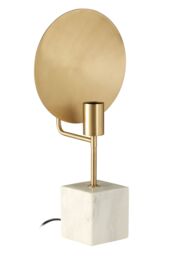 Orsina White Marble Table Lamp With Satin Gold Metal Shade, Square Base Lamp, Light Fixture For Luxe Interiors - thumbnail 4