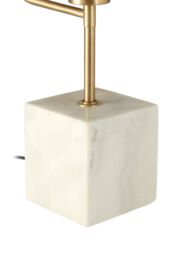 Orsina White Marble Table Lamp With Satin Gold Metal Shade, Square Base Lamp, Light Fixture For Luxe Interiors - thumbnail 6