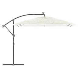 Berkfield Home Garden Parasol with Steel Pole White 290x290x238 cm - Size: 290 x 290 x 238 cm - thumbnail 4