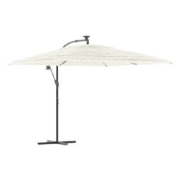 Berkfield Home Garden Parasol with Steel Pole White 290x290x238 cm - Size: 290 x 290 x 238 cm - thumbnail 2