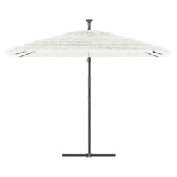 Berkfield Home Garden Parasol with Steel Pole White 290x290x238 cm - Size: 290 x 290 x 238 cm - thumbnail 3