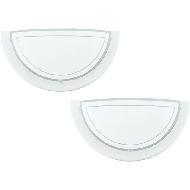 Loops 2 PACK Wall Light Colour White Shade White Clear Glass Painted Bulb E27 1x60W - image 1