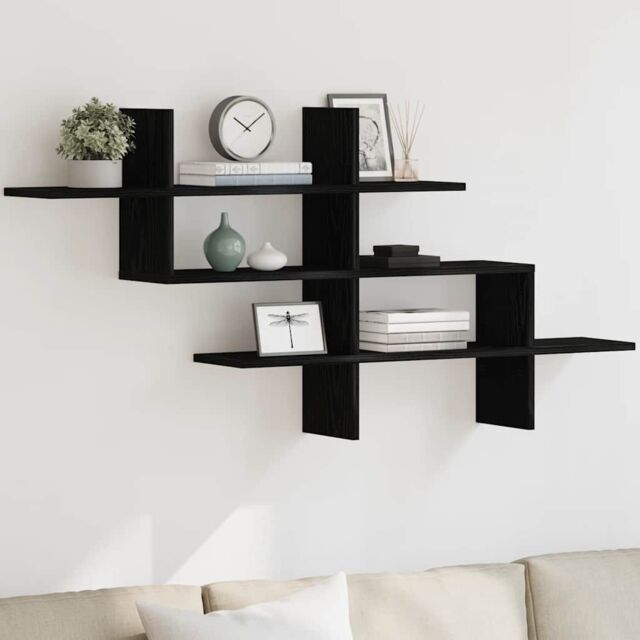 Berkfield Home Wall Shelf Black Oak 124.5x18x60.5 cm Engineered Wood - image 1