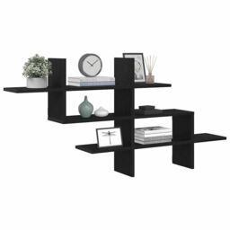 Berkfield Home Wall Shelf Black Oak 124.5x18x60.5 cm Engineered Wood - thumbnail 4