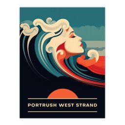 Artery8 Wall Art Print The Seaside Calls Portrush West Strand Northern Ireland UK Sunset Woman of the Waves Sea Siren Ocean Poster - thumbnail 1