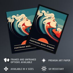 Artery8 Wall Art Print The Seaside Calls Portrush West Strand Northern Ireland UK Sunset Woman of the Waves Sea Siren Ocean Poster - thumbnail 2
