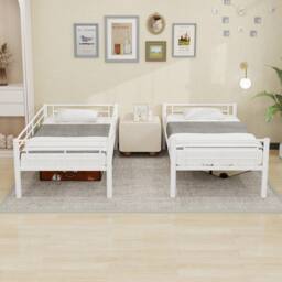 Matteo White Reinforced Metal Bunk Bed - Space Saving Double Sleeper - Size: Single - thumbnail 9