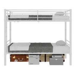 Matteo White Reinforced Metal Bunk Bed - Space Saving Double Sleeper - Size: Single - thumbnail 6
