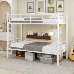 Matteo White Reinforced Metal Bunk Bed - Space Saving Double Sleeper - Size: Single - thumbnail 8