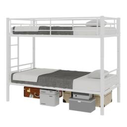 Matteo White Reinforced Metal Bunk Bed - Space Saving Double Sleeper - Size: Single - thumbnail 5