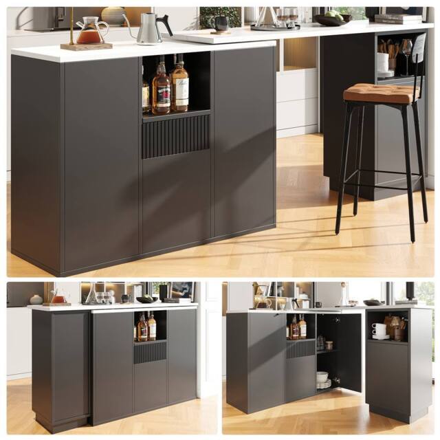 BTM 360° Swivel Bar Table with Marble Top in Black - image 1