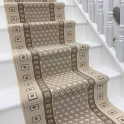 runrug Stair Runner Carpet for Staircases - Soft & Comfy, 9mm - 'Caesar' in Beige - Size: 60 cm x 600 cm - thumbnail 1