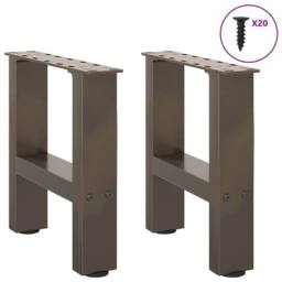 Berkfield Home Coffee Table Legs Natural Steel 2 pcs 40x(30-31) cm Steel in Grey - thumbnail 4