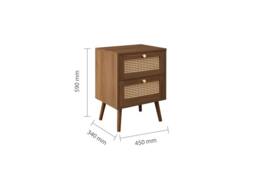 Birlea Bedside 2 Drawer Cabinet Walnut Rattan Croxley Side Table - thumbnail 7