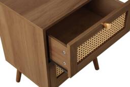 Birlea Bedside 2 Drawer Cabinet Walnut Rattan Croxley Side Table - thumbnail 5