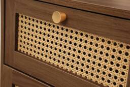 Birlea Bedside 2 Drawer Cabinet Walnut Rattan Croxley Side Table - thumbnail 4