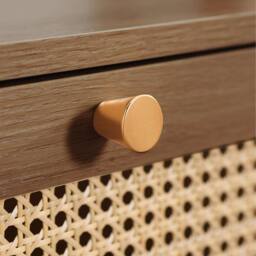 Birlea Bedside 2 Drawer Cabinet Walnut Rattan Croxley Side Table - thumbnail 3