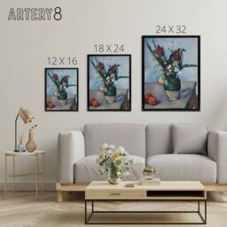 "Artery8 The Vase of Tulips Still Life Painting Cezanne Framed Canvas Wall Art - Size: W18"" x H24""" - thumbnail 4