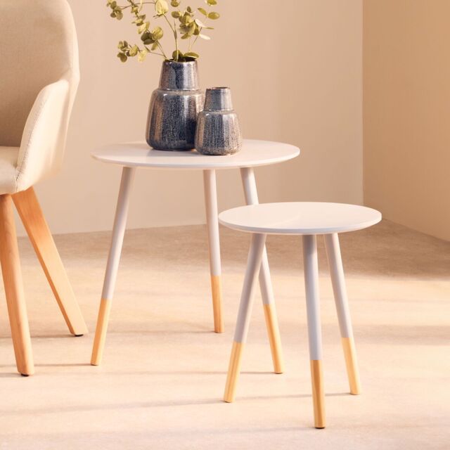 Orsina Durable & Sturdy Design Set Of Two Round Side Tables, Stylish & Elegant Side Tables, Small Tables in Grey - image 1