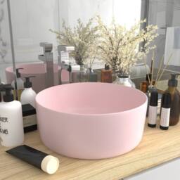 Berkfield Home Luxury Wash Basin Round Matt Pink 40x15 cm Ceramic