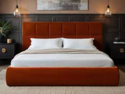 Solace+Co Mika Ottoman Bed Burnt Orange Velvet - Size: King - thumbnail 2