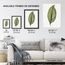 Artery8 AF Lydon Benjamin Fawcett Maranta Vittata Leaf Framed Wall Art Print in White - Size: A4 - thumbnail 3