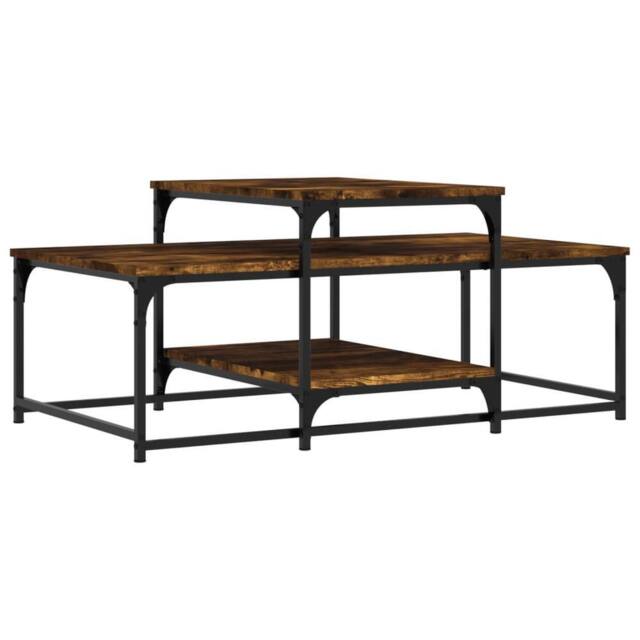 Berkfield Home Coffee Table Smoked Oak 102x60x45 cm Engineered Wood in Brown - Size: 102 x 60 x 45 cm - image 1