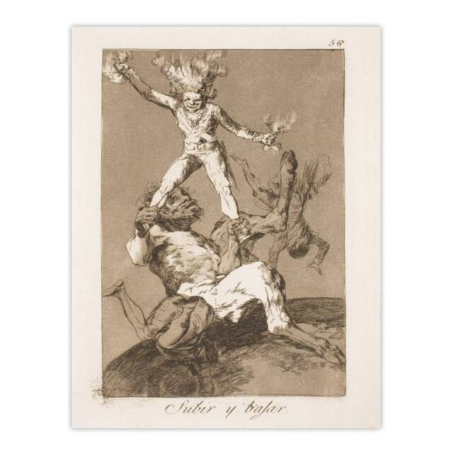 "Artery8 Up & Down Los Caprichos Francisco Goya Wall Art Poster Print in Grey - Size: W18"" x H24""" - image 1
