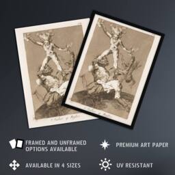 "Artery8 Up & Down Los Caprichos Francisco Goya Wall Art Poster Print in Grey - Size: W18"" x H24""" - thumbnail 2