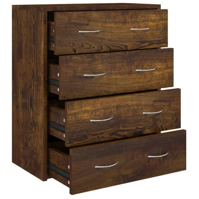 Berkfield Home Sideboard with 4 Drawers 60x30.5x71 cm Smoked Oak in Brown - image 1