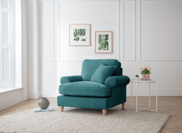 The Great Sofa Company Ezra Textured Velvet Armchair - Scroll Arm in Emerald - image 1