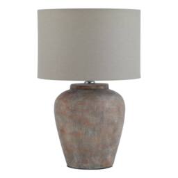 Lemon Pavilion Furniture and Decor Siena Table Lamp with Linen Shade, Ceramic, L31 x W31 x H48 cm, Brown - thumbnail 1