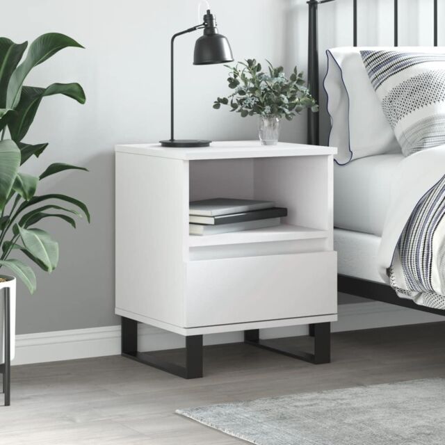 Berkfield Home Bedside Cabinet White 40x35x50 cm Engineered Wood - Size: 40 x 35 x 50 cm - image 1