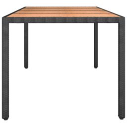 Berkfield Home Garden Table with Wooden Top Black Poly Rattan&Solid Wood Acacia - thumbnail 4